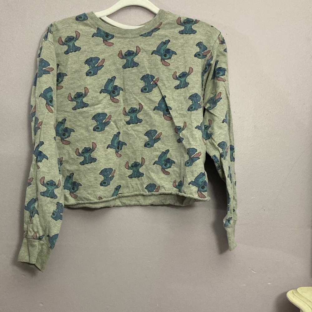 Disney Gray Sweatshirt with Stitch Accents